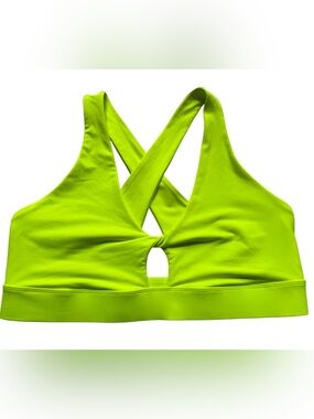 Fabletics Oasis Twist Sports Bra 2XL Neon Green Criss Cross Medium Support